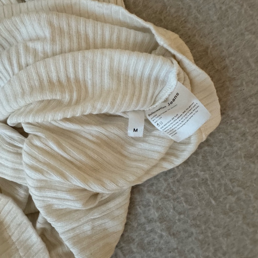 Reformation Cream Button-Up Ribbed Dress - Picture 4 of 4